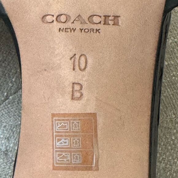 COACH Raven Stiletto Heels Black D’Orsay Calf Leather Brass Buckle Size 10 - Picture 7 of 8